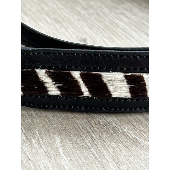 Terry Stack Belt Size Medium Italian Leather Black White Pony Hair Animal Print